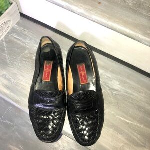 Cole Haan City Men’s Leather Woven Penny Loafers Black 11